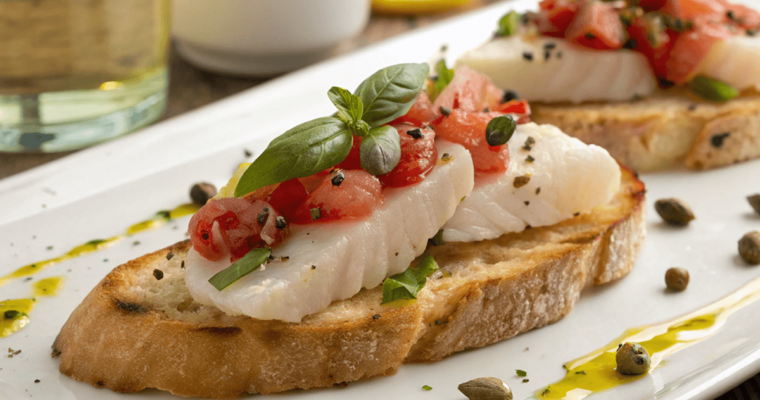 Bruschetta con carpaccio di cernia