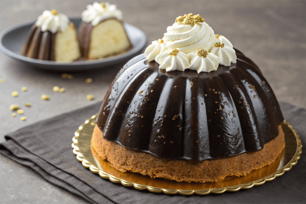 Zuccotto al pandoro ricoperto con cioccolato