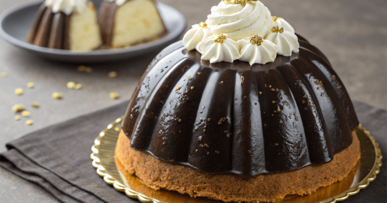 Zuccotto al pandoro ricoperto con cioccolato